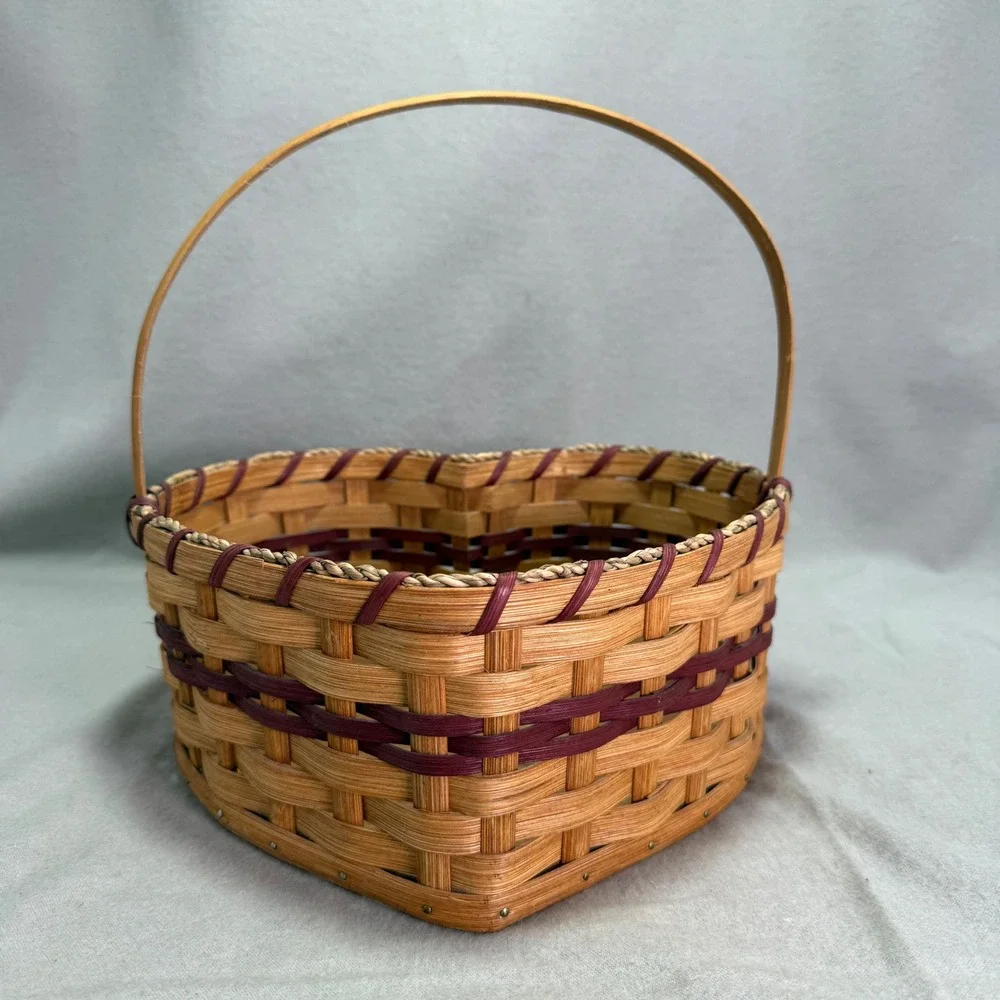 Amish Woven Heart Basket Signed John P. Hershberger Vintage Cottagecore Decor